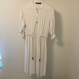 Zara, ivory, drawstring dress